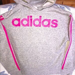 Nwot Girls Med (10/12) Adidas Gray Crop Top Hoodie